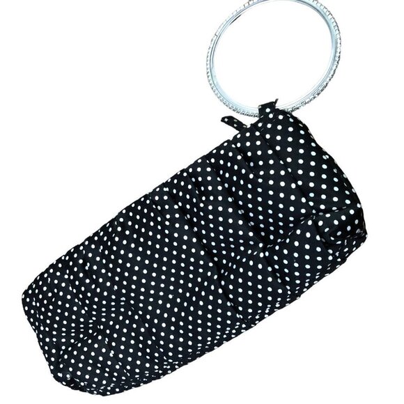 Steve Madden Wristlet with Bling Bracelet Black White Rhinestones Small Evening - Picture 2 of 8